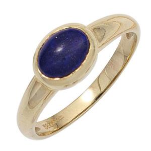 Damen Ring 585 Gold Gelbgold 1 Lapislazuli blau Goldring (Gre: 54)