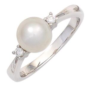 Damen Ring 585 Weigold 1 Perle (Gre: 54)