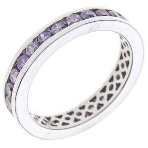 Damen Ring 925 Sterling Silber rhodiniert mit Zirkonia lila violett (Gre: 52)