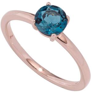 Damen Ring 585 Rotgold 1 Blautopas blau London blue Goldring (Gre: 52)
