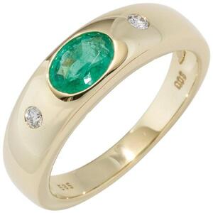 Damen Ring 585 Gold Gelbgold 1 Smaragd grn (Gre: 58)