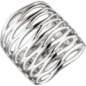 Damen Ring breit 925 Sterling Silber rhodiniert Breite ca. 24,6 mm (Gre: 58)