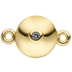 Magnet-Schliee 925 Silber vergoldet 2 Zirkonia Verschluss Perlenketten