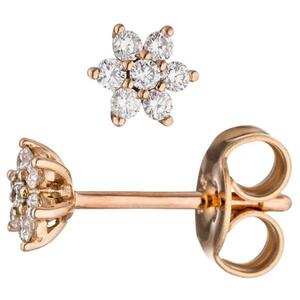 Ohrstecker 585 Gold Rotgold 14 Diamanten Brillanten Ohrringe