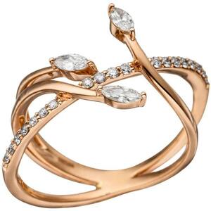 Damen Ring verschlungen 585 Gold Rotgold 22 Diamanten (Gre: 60)