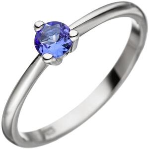 Damen Ring 585 Gold Weigold 1 Tansanit blau Weigoldring (Gre: 52)