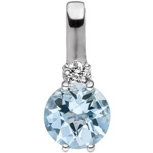Anhnger 585 Weigold 1 Diamant Brillant 1 Aquamarin hellblau blau