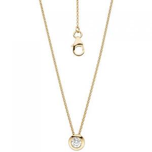 Collier Kette mit Anhnger 585 Gold Gelbgold 1 Diamant Brillant 45 cm