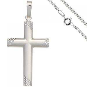 Anhnger Kreuz 925 Silber matt Silberkreuz mit Kette 60 cm