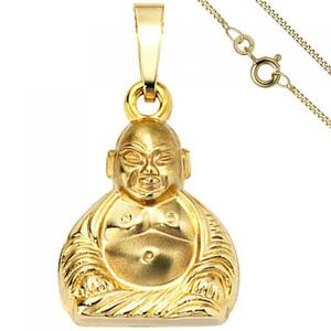 Anhnger Buddha 333 Gold Gelbgold mit Kette 50 cm, Schmuck Set