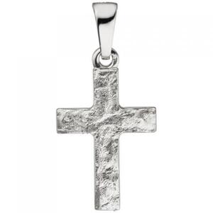 Anhnger Kreuz 925 Silber matt gehmmert Kreuzanhnger Silberkreuz