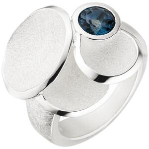 Damen Ring 925 Sterling Silber matt eismatt 1 Blautopas blau (Gre: 50)
