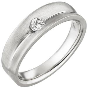Damen Ring 950 Platin matt 1 Diamant Brillant 0,13ct. Platinring (Gre: 60)