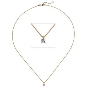 Collier Kette mit Anhnger 585 Gold Rotgold 1 Diamant Brillant 0,15 ct. 45 cm