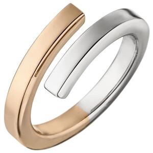 Damen Ring offen 925 Sterling Silber bicolor vergoldet (Gre: 60)