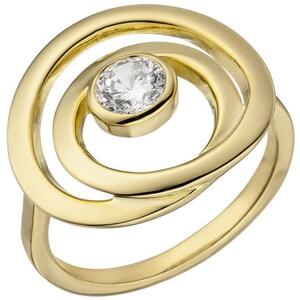 Damen Ring 925 Sterling Silber, vergoldet 1 Zirkonia (Gre: 60)