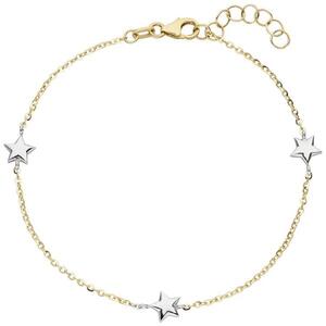 Armband Stern Sterne 375 Gold Gelbgold Weigold bicolor diamantiert 18 cm