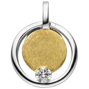 Anhnger 585 Gold Gelbgold bicolor eismatt 1 Diamant Brillant