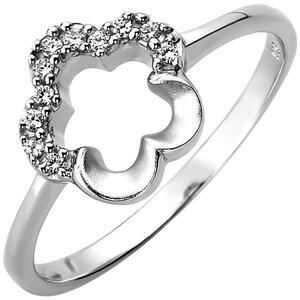 Damen Ring Blume 925 Sterling Silber 11 Zirkonia (Gre: 50)