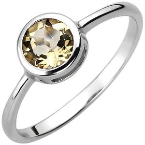 Damen Ring 925 Sterling Silber 1 Citrin gelb (Gre: 60)