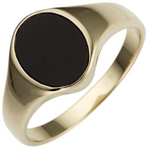 Damen Ring 585 Gold Gelbgold 1 Onyx oval Goldring (Gre: 50)