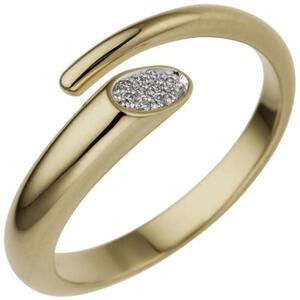 Damen Ring offen 585 Gold Gelbgold 10 Diamanten (Gre: 52)