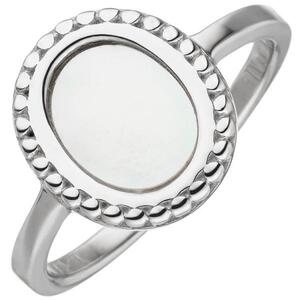 Damen Ring 925 Sterling Silber 1 Perlmutt-Einlage oval (Gre: 58)