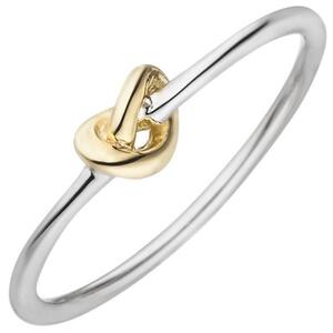 Damen Ring Knoten 925 Sterling Silber bicolor (Gre: 50)