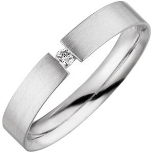 Damen Ring 925 Sterling Silber matt 1 Diamant Brillant (Gre: 54)