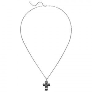 Collier Halskette mit Kreuz-Anhnger aus Edelstahl mit Zirkonia 56 cm