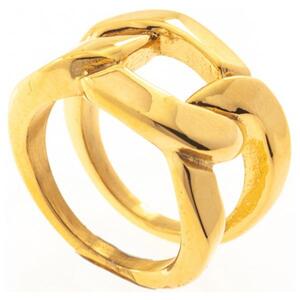 Damen Ring aus Edelstahl gelbgoldfarben beschichtet breit (Gre: 60)
