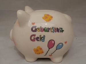 Sparschwein Geburtstags-Geld aus Porzellan