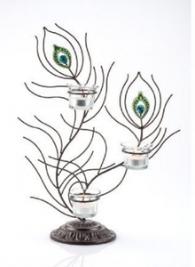Teelichthalter Passion aus Metall und Glas Schwarz, dreiflammig, 41 cm