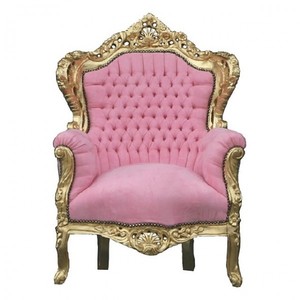 Casa Padrino Barock Sessel King Rosa / Gold - Luxus Mbel im Antik Stil
