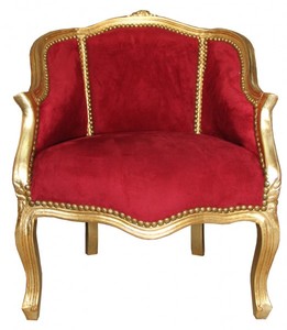 Casa Padrino Antik Stil Damen Salon Sessel Bordeaux / Gold 63 x 53 x H. 80 cm - Barock Mbel