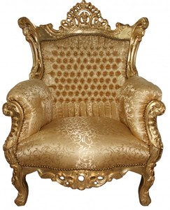 Casa Padrino Barock Sessel Al Capone Gold - Antik Stil Wohnzimmer Sessel