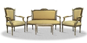 Casa Padrino Barock Salon Set vintage braun mit Tisch Sitzbank und 2 Sthlen - Antik Stil Kollektion