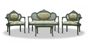 Casa Padrino Barock Salon Set mit Sitzbank 2 Sthlen und Tisch - Luxus Qualitt