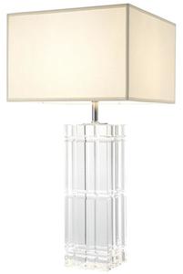 Casa Padrino Luxus Designer Hotel Kristallglas Tischleuchte mit weiem Lampenschirm - Limited Edition