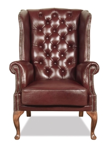 Casa Padrino Chesterfield Echtleder Ohrensessel Dunkelrot 80 x 80 x H. 110 cm - Luxus Sessel