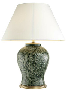 Casa Padrino Luxus Keramik Tischlampe Grn / Antik Messing - Wohnzimmermbel