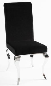 Casa Padrino Luxus Esszimmer Stuhl Schwarz / Silber  - Designer Stuhl - Luxus Qualitt - Modern Barock