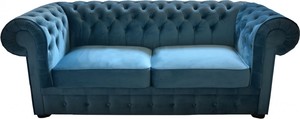 Casa Padrino Chesterfield 2er Sofa in Blau 160 x 90 x H. 78 cm - Luxus Chesterfield Sofa