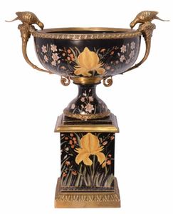 Casa Padrino Barock Porzellan Vase mit 2 Griffen H. 54 cm - Luxus Hotel Vase