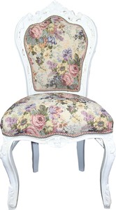 Casa Padrino Barock Esszimmer Stuhl Blumen Muster / Antik Weiss Mod 2 - Antik Stil Mbel