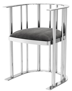 Casa Padrino Designer Stuhl mit Armlehnen Silber / Dunkelgrau 54,5 x 53 x H. 68 cm - Designermbel