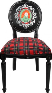 Casa Padrino Barock Luxus Esszimmer Stuhl ohne Armlehnen Schottland Karo / Schwarz Woman - Designer Stuhl - Limited Edition