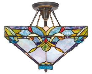 Casa Padrino Tiffany Deckenleuchte / Deckenlampe Bunt  36 x H. 40 cm - Handgefertigte Tiffany Lampe