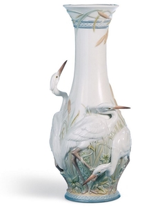 Casa Padrino Luxus Porzellan Vase Strche Wei / Mehrfarbig  17 x H. 35 cm - Luxus Deko