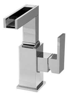 Luxus Badezimmer Waschtischarmatur Silber H. 18,8 cm - Einhand-Waschtischbatterie mit Wasserfall-Auslauf